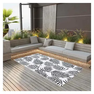 vidaXL Outdoor-Teppich 190 x 290 cm weiß/schwarz