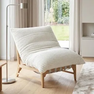 LVHOM XXL Relaxsessel mit Massivholz-Rahmen, Polstersessel Cord mit Memory-Schaum, ergonomischer Loungesessel, Fernsehsessel für Wohnzimmer, Beige - Beige