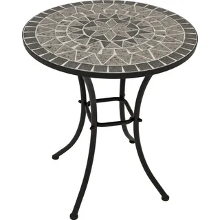 DEGAMO Bistrotisch SIENA Ø 60 x 70 cm Mosaik grau/Weiß/Schwarz