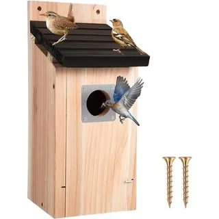 Famanu Vogelhaus - Natürliche Niststätte mit wetterfestem Dach - 13,6D x 17,3B x 13,6H - Bunt