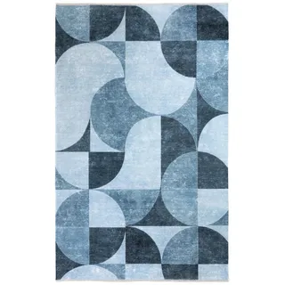 tesso living Kurzflor-Teppich, Blau, Textil, Abstrakt, Rechteckig, 120x160 cm rutschfest, Teppiche - Böden, Teppiche, Moderne Teppiche