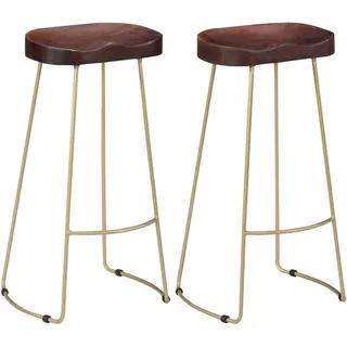 vidaXL Gavin Barhocker 2 Stk.  Massivholz  Mango  braun