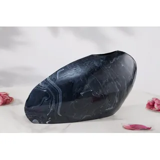 riess-ambiente Dekovase STONE 40cm schwarz (Einzelartikel, 1 St), Wohnzimmer · Marmor · Eisen · Wohnaccessoire · Handarbeit · Design schwarz