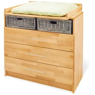 Pinolino Wickelkommode Pinolino Natura, Buche, Metall, Buche, massiv, 3 Schublade(n) Schubladen, 100x102x55-78 cm, Babymöbel, Wickelkommoden & Zubehör, Wickelkommoden