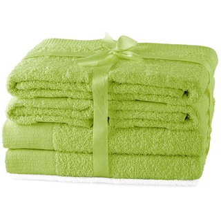 AmeliaHome Handtuch Set Hellgrün 4 Handtücher 50x100 cm und 2 Duschtücher 70x140 cm 100% Baumwolle Qualität Saugfähig Seladongrün Grün Amari