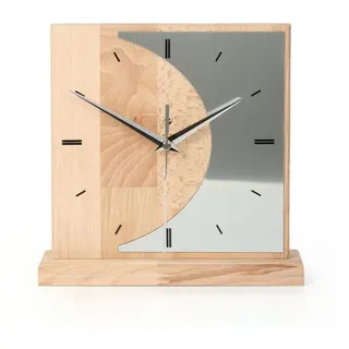 Kreative Feder Standuhr Designer-STANDUHR „Silvermoon“ aus Massivholz, ohne Ticken; Funk- oder Quarzuhrwerk; elegant, außergewöhnlich, modern beige