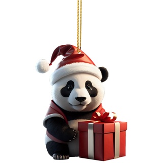 Weihnachtsdeko Innen Weihnachtskugeln Niedlicher Cartoon-Panda-Weihnachtsmuster-Druck zum Aufhängen, Weihnachtsbaum-Anhänger, Weihnachtsbaum-Anhänger, Heimdekoration, Fensterbank, (D, One Size)