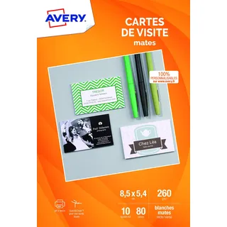 Avery 80 Visitenkarten für Tintenstrahldrucker 85 x 54 mm