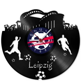GRAVURZEILE Schallplattenuhr Leipzig - 100% Vereinsliebe - Upcycling Design Wanduhr aus Vinyl Made in Germany