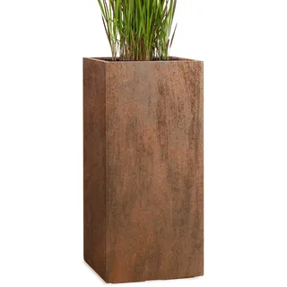 Pflanzwerk® Pflanzkübel Fiberglas Tower Rost Braun 80x40x40cm XXL *Frostbeständig* *UV-Schutz* *Qualitätsware*