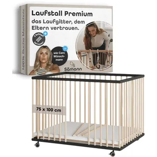 Sämann Laufgitter mit 3 Schlupfsprossen | schwarz/natur | Premium Kollektion | Gr.: 75x100 cm)