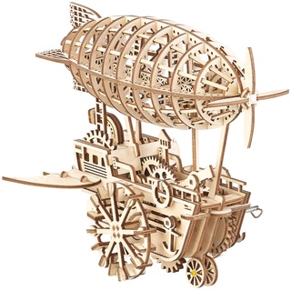 Aufziehbares Holz-Luftschiff im Steampunk-Stil, 349-teiliger Bausatz