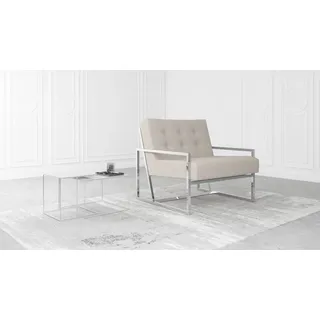 s-style möbel Loungesessel Tampa Bouclé 84 x 81 x 89 cm Beige/Silber