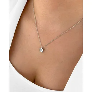 DANIEL CLIFFORD Kette mit Anhänger 'Astrid' Damen Halskette Silber 925 Stern Anhänger Kristall Sternkette (inkl. Verpackung), größenverstellbare Silberkette 45cm, funkelnder Sternanhänger fein silberfarben
