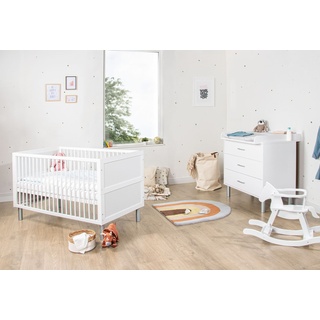 Babymöbel-Set PINOLINO "Jarle breit" Kinderbett & Wickelkommode breit, B/H: 70 cm x 140 cm, weiß Baby Schlafzimmermöbel-Sets Baby-Bettsets Made in Europe