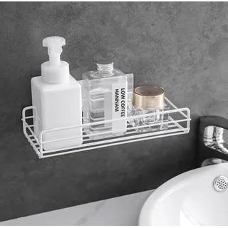 Disnace Gewürzregal Selbstklebend, Duschablage Ohne Bohren, Duschkorb für Badezimmer und Küche, Schampoo Halterung, Gewürzregal Schranktür, Gewürzregal Metall, Spice Rack für Küchenwände (Weiß)