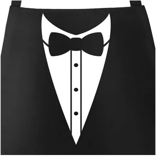 MoonWorks Grillschürze Grill-Schürze für Männer Grillschürze Smoking Suit Anzug Fliege lustig Baumwoll-Schürze Küchenschürze Moonworks®, mit kreativem Aufdruck schwarz