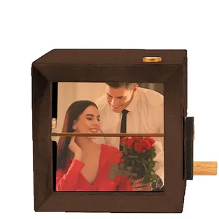 Flipbook mit Kurbel, drehbarer Fotorahmen, Fotoalbum mit LED-Licht, kann mehrere Fotos halten, leicht zwischen den Räumen zu bewegen, 8 cm, Heimdekoration
