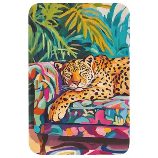 OnlyWow Badematte Leopard - Bunt - Tropisch, Höhe 10 mm, Polyester, Rechteckig, Badezimmerteppich, Badteppich, Rutschfest, Duschvorleger, Duschmatte Rechteckig | 60 cm x 90 cm x 10 mm