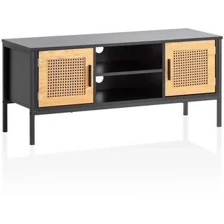 KADIMA DESIGN Lowboard 110x48x40 cm Schwarz/Eiche Metall/MDF/Holzwerkstoff