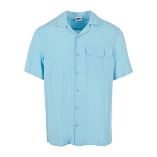 URBAN CLASSICS Langarmhemd Urban Classics Herren Viscose Camp Shirt (1-tlg) blau