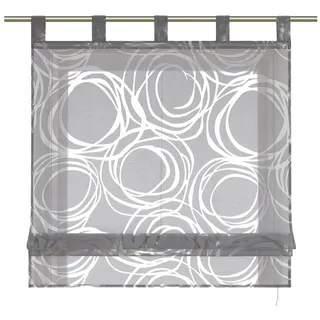 Joyswahl Raffrollo, mit Schlaufen, freihängend, ausbrenner Muster, moderne Designs grau 120 cm x 140 cm