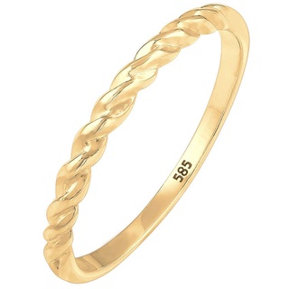 Elli PREMIUM Ring Damen Bandring Basic Geo Twisted Gedreht in 585 Gelbgold