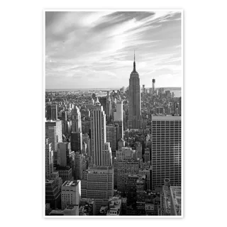 Posterlounge Ansicht von Manhattan im Abendlicht Poster | 70 x 100 cm von Iconic Photo Collection Schwarz-Weiß Wandbilder Wanddeko