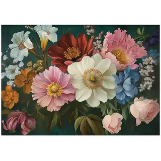 WallArena - Vlies Fototapete Blumen 400x280 cm - Fototapeten - Tapeten - für Wohnzimmer Schlafzimmer - Vliestapete Wandtapete Tapete 3D Effekt- inkl. Kleister - Bunt Vintage Natur