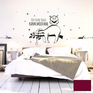 Wandtattoo Wandaufkleber Wandbild Faultier Eule Der frühe Vogel kann mich mal M2045 ilka parey wandtattoo-welt® - ausgewählte Farbe: *beere* - ausgewählte Größe: *XL - 100cm breit x 54cm hoch*