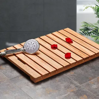 Natürliche Rutschfeste Holz Badematte,Langlebige Rechteckige Bambus Badematte,Badezimmer-Massivholz Duschvorleger,Wasserdicht Duschmatte Badvorleger,Badewannenmatte Saunamatte (30x70cm/12x28in)