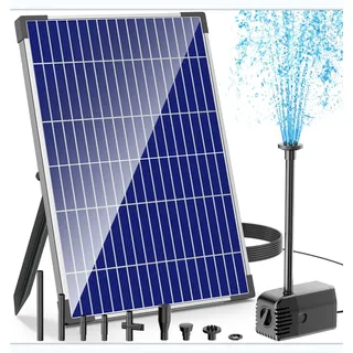 Biling 12W 605l/h Solar Springbrunnen für Außen Teiche bis 1200L, 4 Düsen | Solarbrunnen für Draussen, Leise Teichpumpe Solar mit Filter für DIY Gartenteich Wasserspiel Fontäne Fischteich, ohne Akku