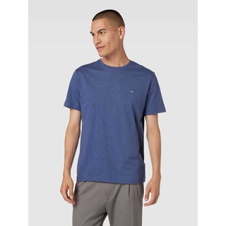 T-Shirt aus Baumwolle mit Label-Detail, Jeansblau Melange, S