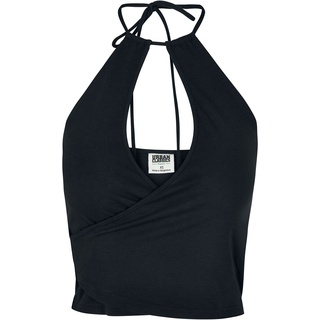 Urban Classics Top - Ladies Short Wraped Neckholder Top - XS bis XL - für Damen - Größe XS - schwarz - XS