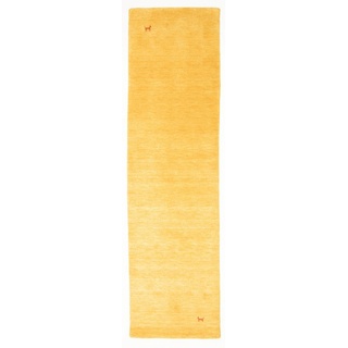 Wollteppich MORGENLAND "Gabbeh Teppich handgewebt gold" Teppiche Gr. B/L: 80 cm x 200 cm, 8 mm, 1,6 m2, 1 St., goldfarben (gold) Gabbehteppich Schurwollteppiche