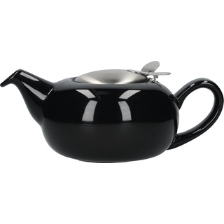 London 82012 Pottery Teekanne mit Sieb für losen Tee, Steingut, Steingut, schwarz glänzend, 2-Cup Teapot (500 ml)