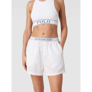 Pyjama-Shorts mit elastischem Logo-Bund, Weiss, L