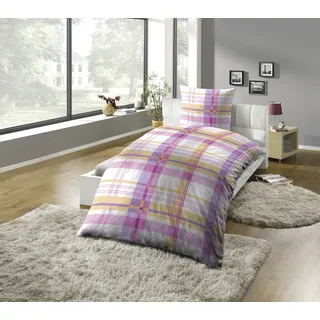 Kinzler Karo Mikrofaser-Satin Lila 135 x 200 cm + 2 x 80 x 80 cm