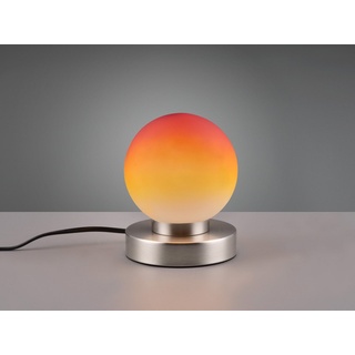meineWunschleuchte LED Nachttischlampe, Dimmfunktion, LED wechselbar, Warmweiß, kleine Bauhaus Lampe touch dimmbar Glas-kugel Lampenschirm orange Ø 12 orange|silberfarben