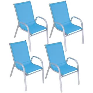 Hline Kinderstuhl aus Metall Kinder Gartenstuhl Sessel Stuhl stabil robust (4 Stück BLAU)