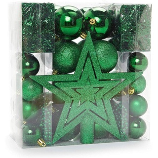 Heitmann Deco Weihnachtsbaum-Schmuck - grün - 45-teilig - Set inkl. Baumspitze, Kugeln, Perlketten und Girlanden - Kunststoff