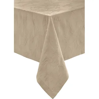 Erwin Müller Tischwäsche, Tischdecke mit Jaquardmuster, Serie Arnsberg Sand Größe 130x170 cm - Robustes Gewebe ist bügelleicht und Lange haltbar, mit hochwertigem Kuvertsaum