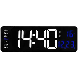 Große Led-wanduhr Mit Funktionalem Display, Designeruhr Fürs Wohnzimmer, Inklusive Fernbedienung, Helles Display, Modern Und Praktisch