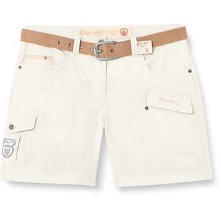 G.I.G.A. DX Damen Shorts Hira, Bermuda mit Gürtel, kurze Hose für Frauen mit praktischen Taschen, weiß, 38