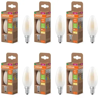 6er Set Osram E14 LED Kerzenlampe CLASSIC besonders effizient matt 3,8W wie 60W 2700K warmweißes Licht - Sehr gute Energieeffizienz