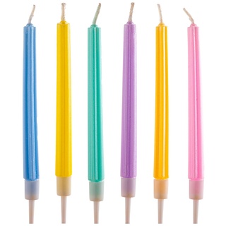 dekora - 6er Set Geburtstagskerzen 12 cm | Pastellfarben | Rosa, Lila, Orange, Blau, Gelb und Grün | Perfekt für Feiern voller Vitalität