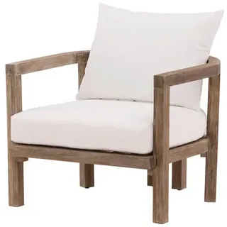 Gardenson Loungesessel, Natur, Weiß, Holz, Textil, Akazie, 70x55x70 cm, Loungemöbel, Loungesessel