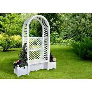KHW Kunststoff-Gartenbank mit Rosenbogen Amsterdam, ca. B174/H207/T49 cm, Weiß