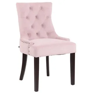 TPFLiving Esszimmerstuhl Aboli mit hochwertig gepolsterter Sitzfläche - Konferenzstuhl (Küchenstuhl - Wohnzimmerstuhl), Gestell: Kautschukholz antik-dunkel - Sitzfläche: Samt Pink rosa