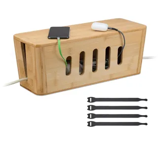 Relaxdays Kabelbox 16,5 x 44 x 16 cm 2-tlg. Braun